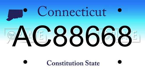 AC88668 Connecticut License Plate