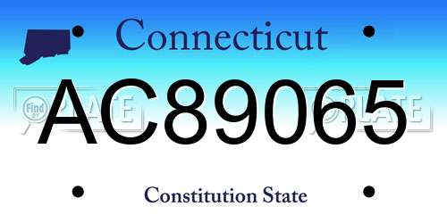 AC89065 Connecticut License Plate