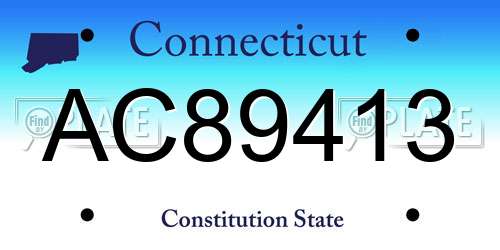 AC89413 Connecticut License Plate
