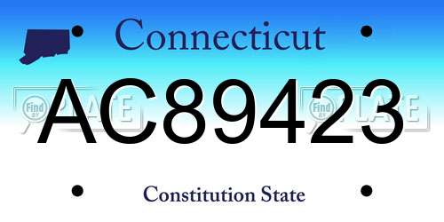 AC89423 Connecticut License Plate