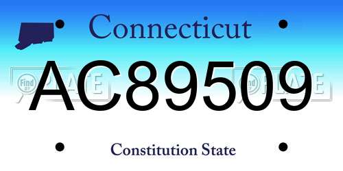 AC89509 Connecticut License Plate