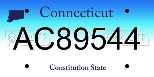 AC89544 Connecticut License Plate