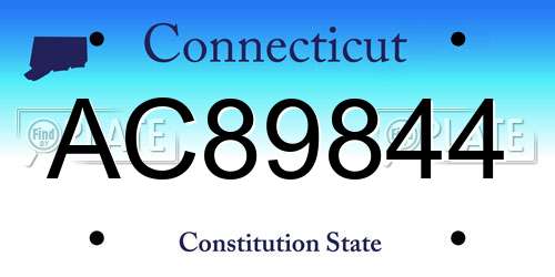 AC89844 Connecticut License Plate