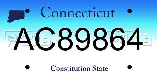 AC89864 Connecticut License Plate