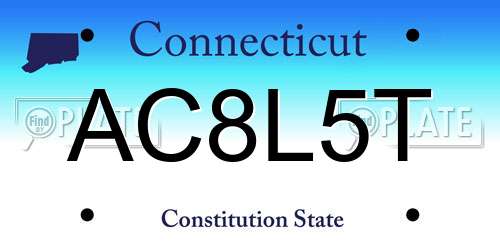 AC8L5T Connecticut License Plate