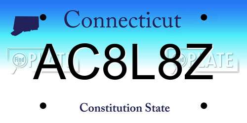 AC8L8Z Connecticut License Plate
