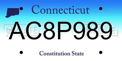 AC8P989 Connecticut License Plate