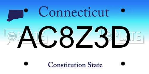 AC8Z3D Connecticut License Plate