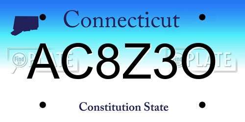 AC8Z3O Connecticut License Plate