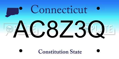AC8Z3Q Connecticut License Plate