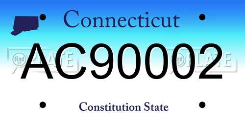 AC90002 Connecticut License Plate
