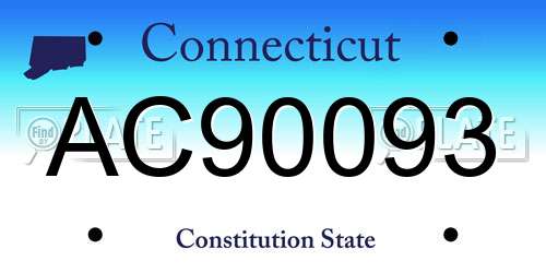 AC90093 Connecticut License Plate