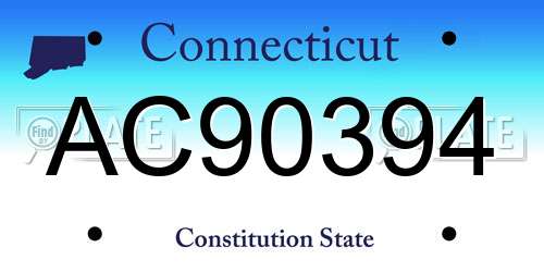 AC90394 Connecticut License Plate