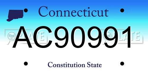 AC90991 Connecticut License Plate