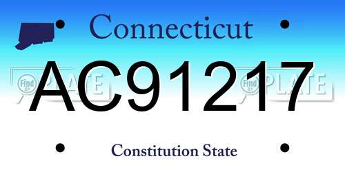 AC91217 Connecticut License Plate