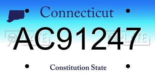 AC91247 Connecticut License Plate