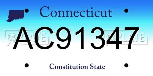 AC91347 Connecticut License Plate