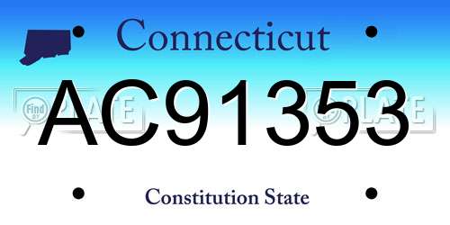 AC91353 Connecticut License Plate