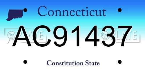 AC91437 Connecticut License Plate