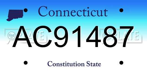 AC91487 Connecticut License Plate