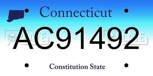 AC91492 Connecticut License Plate