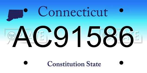 AC91586 Connecticut License Plate