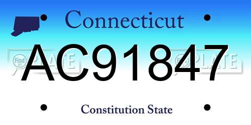 AC91847 Connecticut License Plate