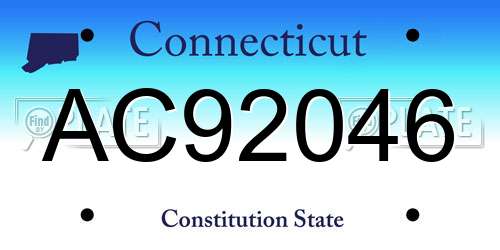AC92046 Connecticut License Plate