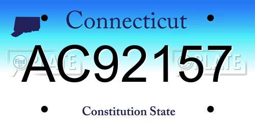 AC92157 Connecticut License Plate