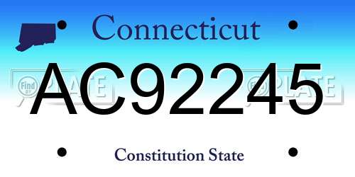 AC92245 Connecticut License Plate