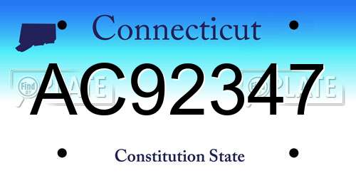 AC92347 Connecticut License Plate