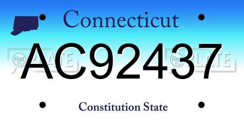 AC92437 Connecticut License Plate