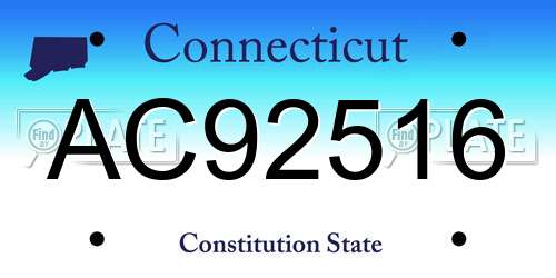 AC92516 Connecticut License Plate