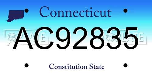 AC92835 Connecticut License Plate