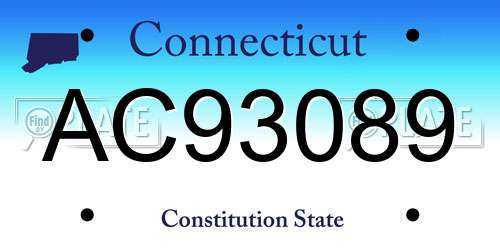 AC93089 Connecticut License Plate