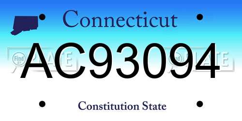 AC93094 Connecticut License Plate