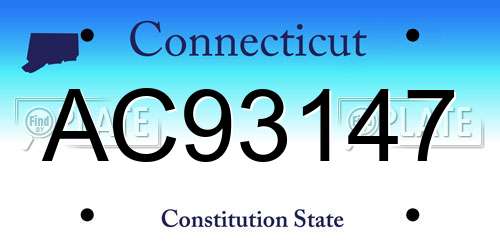 AC93147 Connecticut License Plate