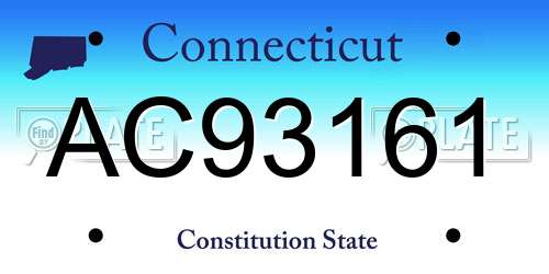 AC93161 Connecticut License Plate
