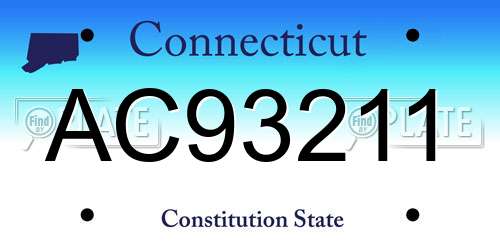 AC93211 Connecticut License Plate