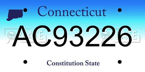 AC93226 Connecticut License Plate