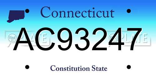 AC93247 Connecticut License Plate