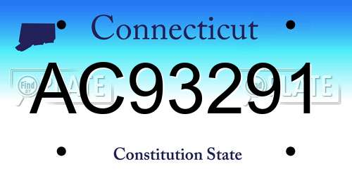 AC93291 Connecticut License Plate