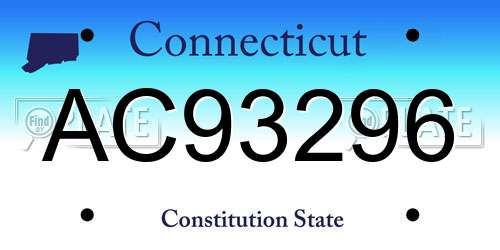 AC93296 Connecticut License Plate
