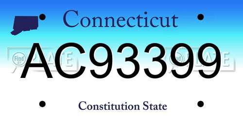 AC93399 Connecticut License Plate