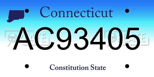 AC93405 Connecticut License Plate
