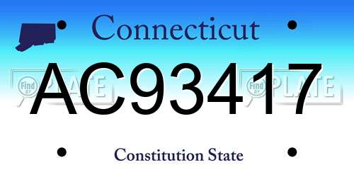 AC93417 Connecticut License Plate