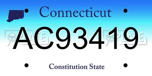 AC93419 Connecticut License Plate