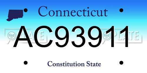 AC93911 Connecticut License Plate