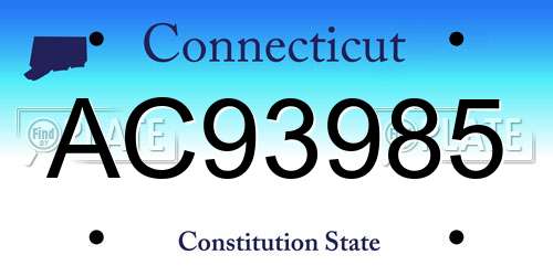 AC93985 Connecticut License Plate