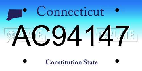 AC94147 Connecticut License Plate